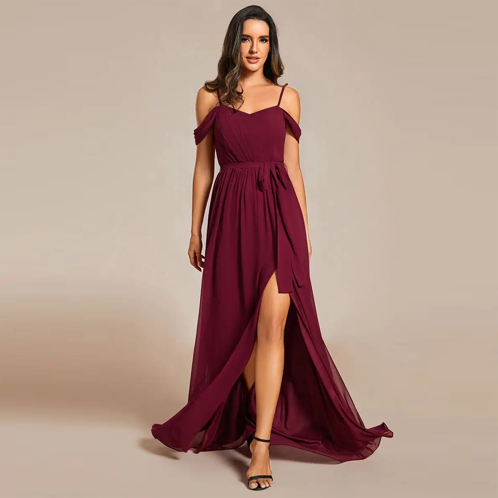 Embroidery Ribbon - BAZIIINGAAA Party Dress Chiffon Cold Shoulder