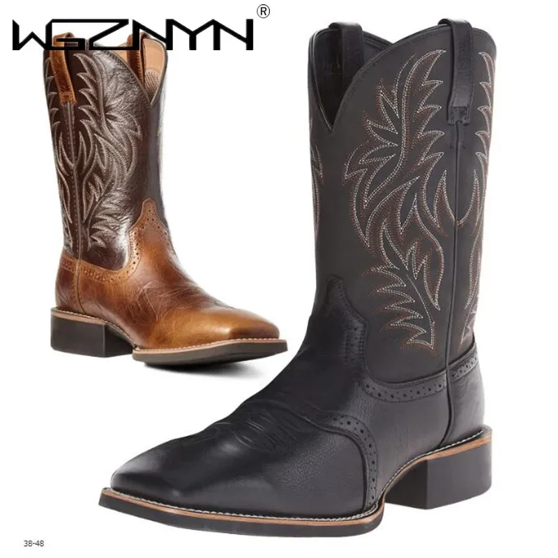 Embroidery Designer - Men High Boots Embroidery Retro Handmade