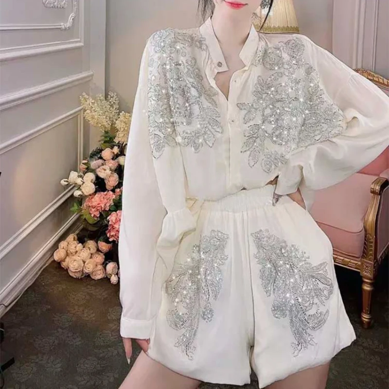 Embroidery Cardigan - Transparent Flowers Embroidery Sequined Single-breasted Chiffon