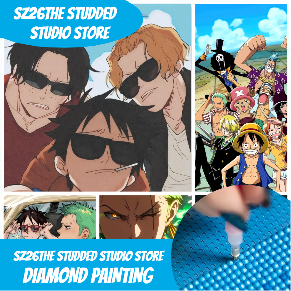 Embroidery In The Piece - Sz26The Studded Anime One Piece Straw