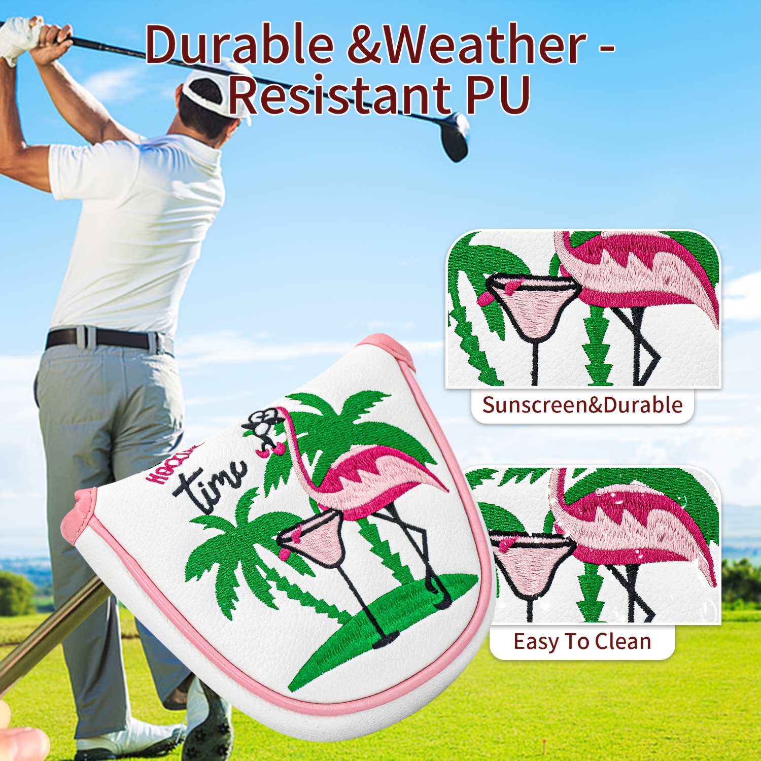 1pc Flamingo Golf Club Headcov - đánh giá và giá Embroidery Designer