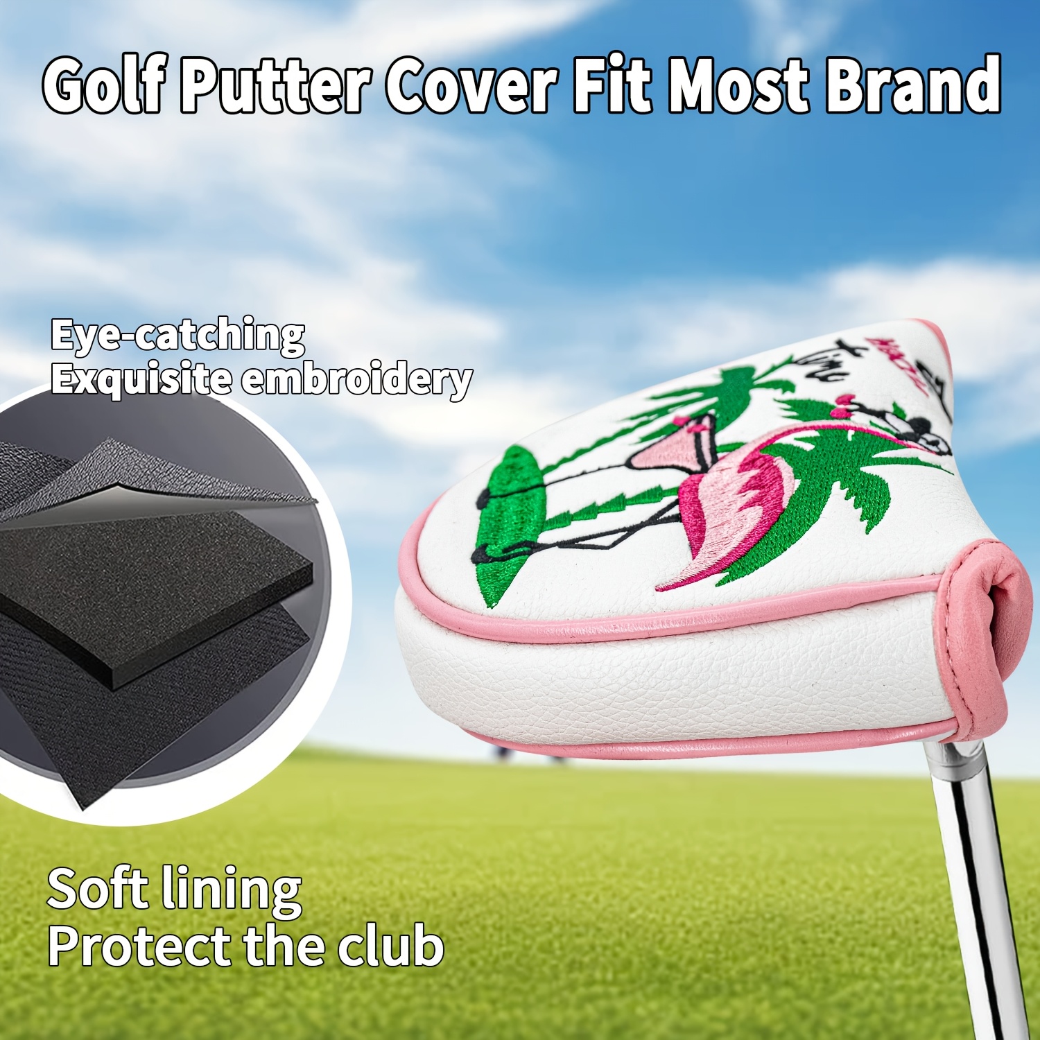 1pc Flamingo Golf Club Headcov - đánh giá và giá Embroidery Designer
