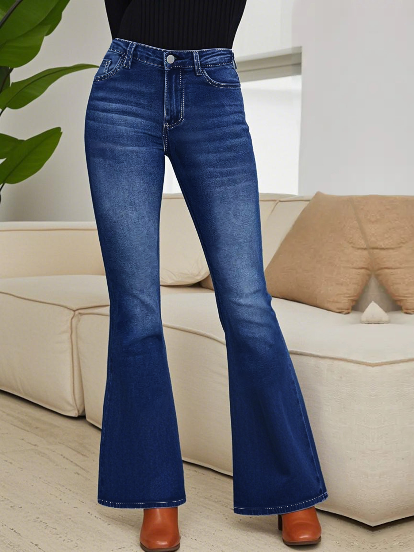 Women's plus-size high-waisted - đánh giá và giá Embroidery Jeans