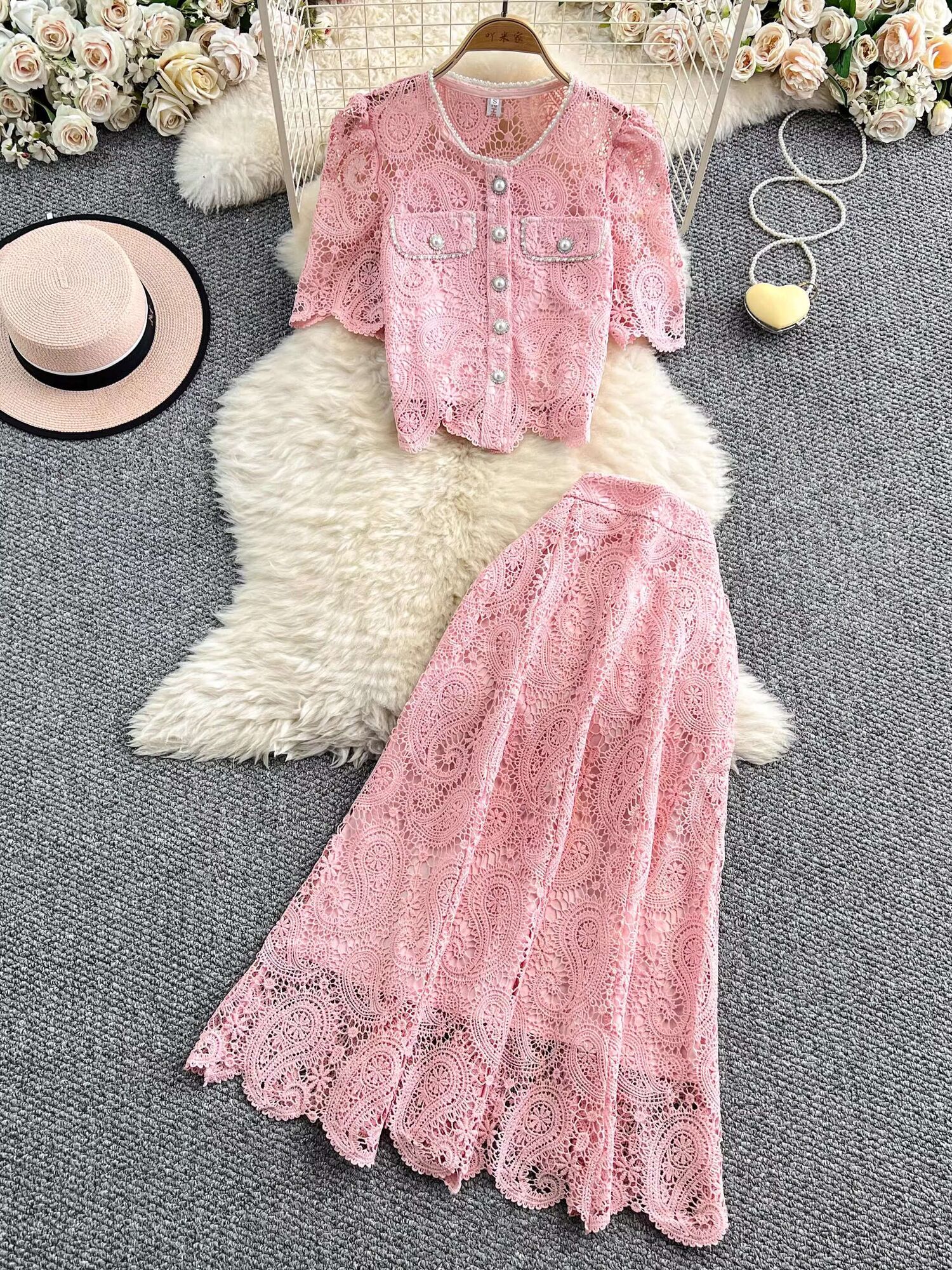 Elegant Pearl Long Dress Suits - đánh giá và giá Embroidery In The Piece