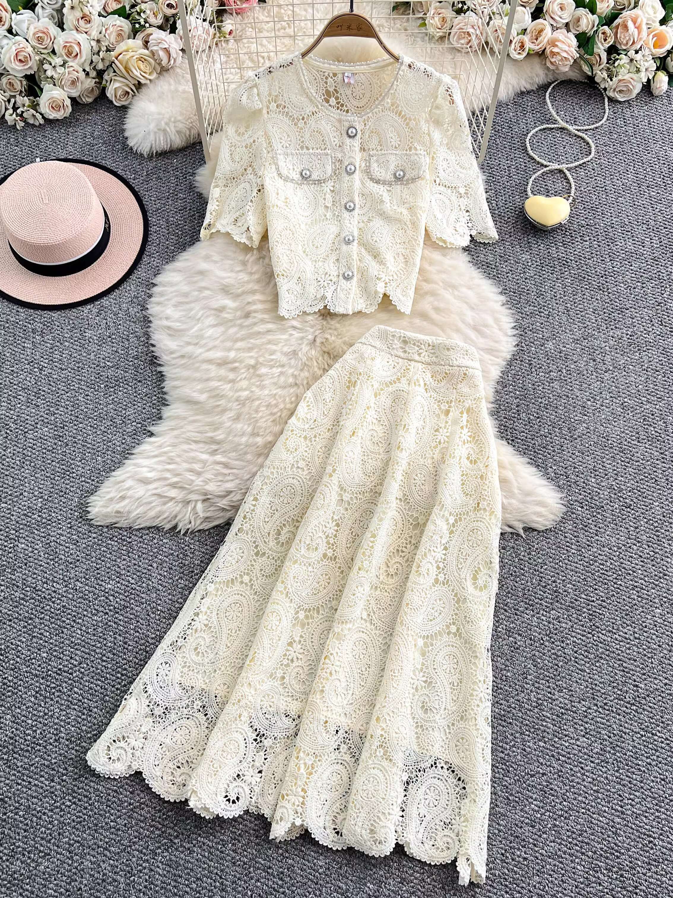 Elegant Pearl Long Dress Suits - đánh giá và giá Embroidery In The Piece