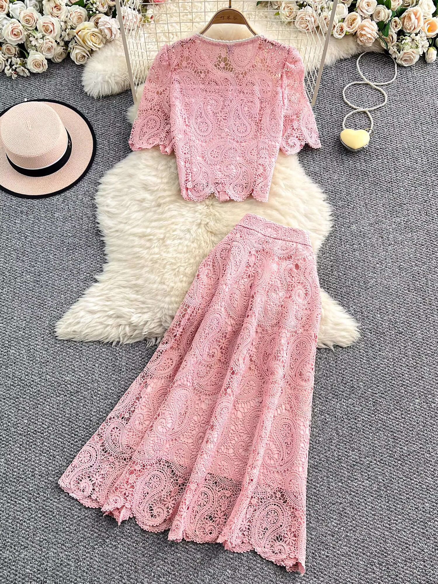 Elegant Pearl Long Dress Suits - đánh giá và giá Embroidery In The Piece