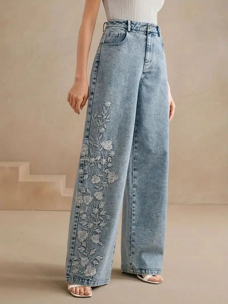Women's plus Size Y2K Straight - đánh giá và giá Embroidery Jeans