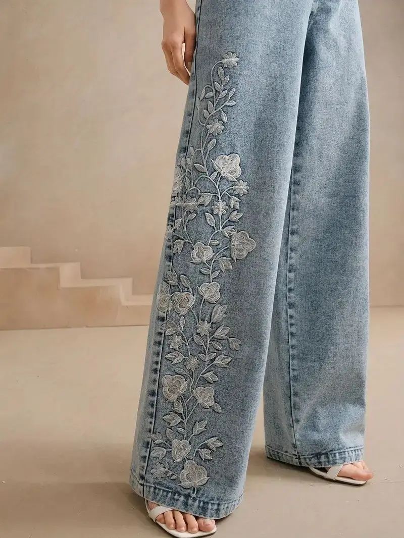 Women's plus Size Y2K Straight - đánh giá và giá Embroidery Jeans