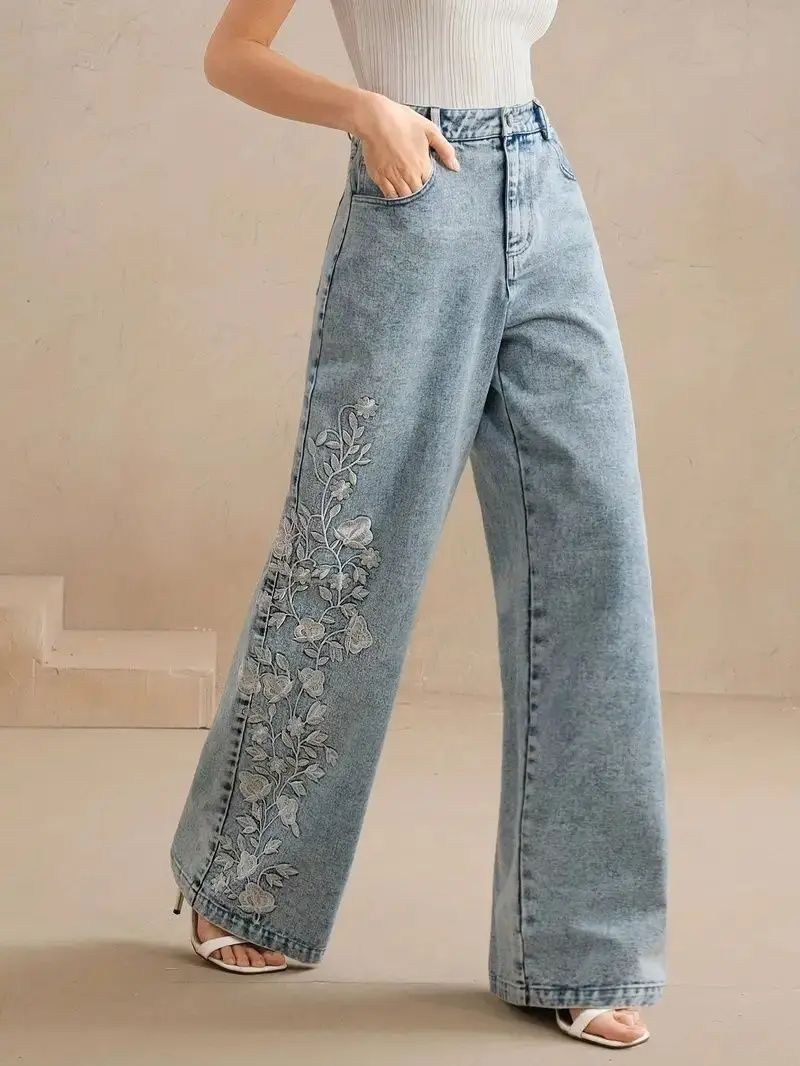 Women's plus Size Y2K Straight - đánh giá và giá Embroidery Jeans