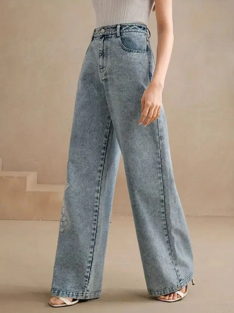 Women's plus Size Y2K Straight - đánh giá và giá Embroidery Jeans