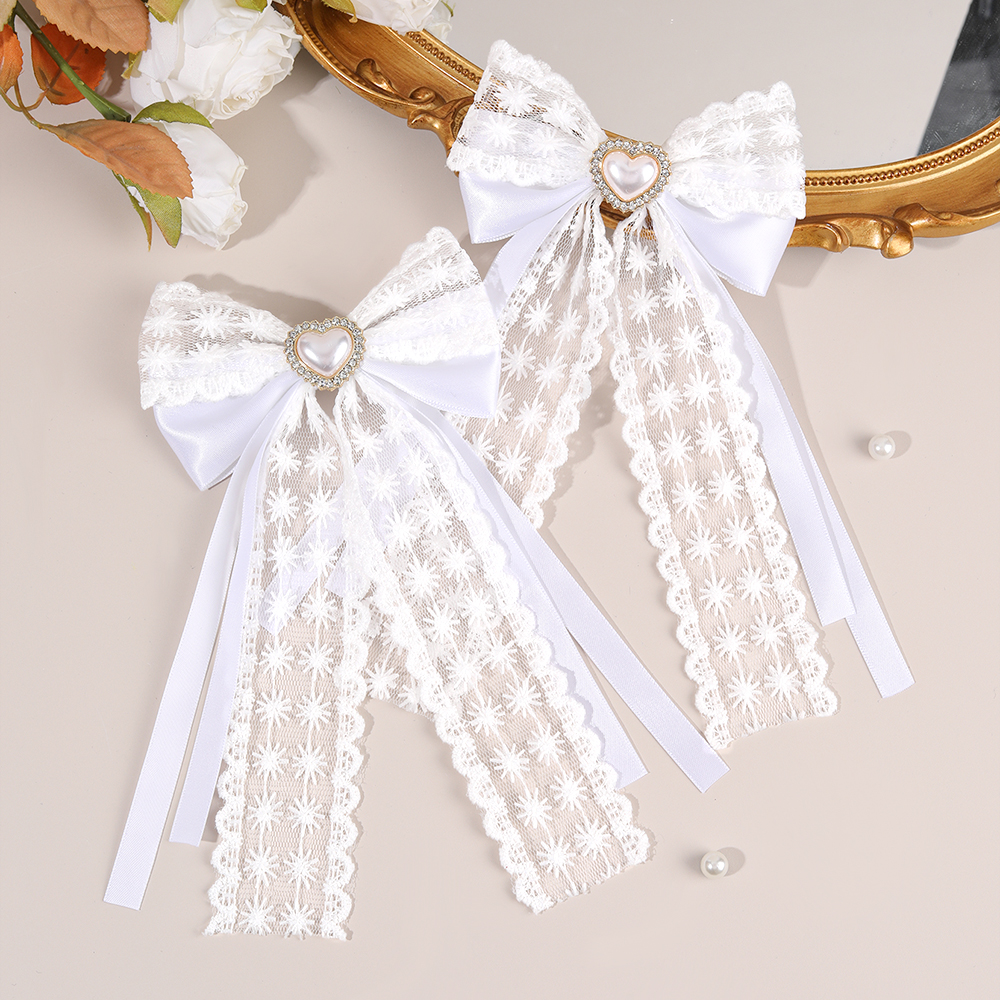 2Pcs Flower Lace Bow Hair Clip - đánh giá và giá Embroidery Ribbon