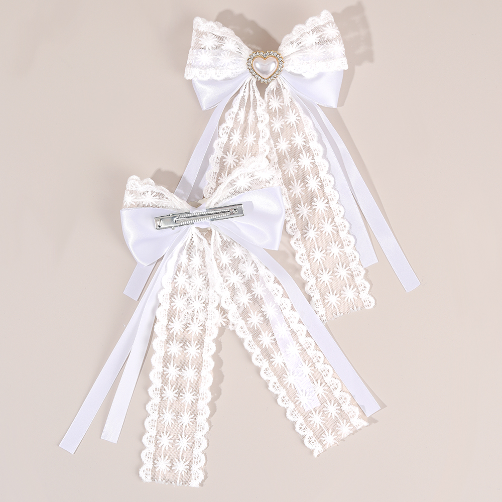 2Pcs Flower Lace Bow Hair Clip - đánh giá và giá Embroidery Ribbon