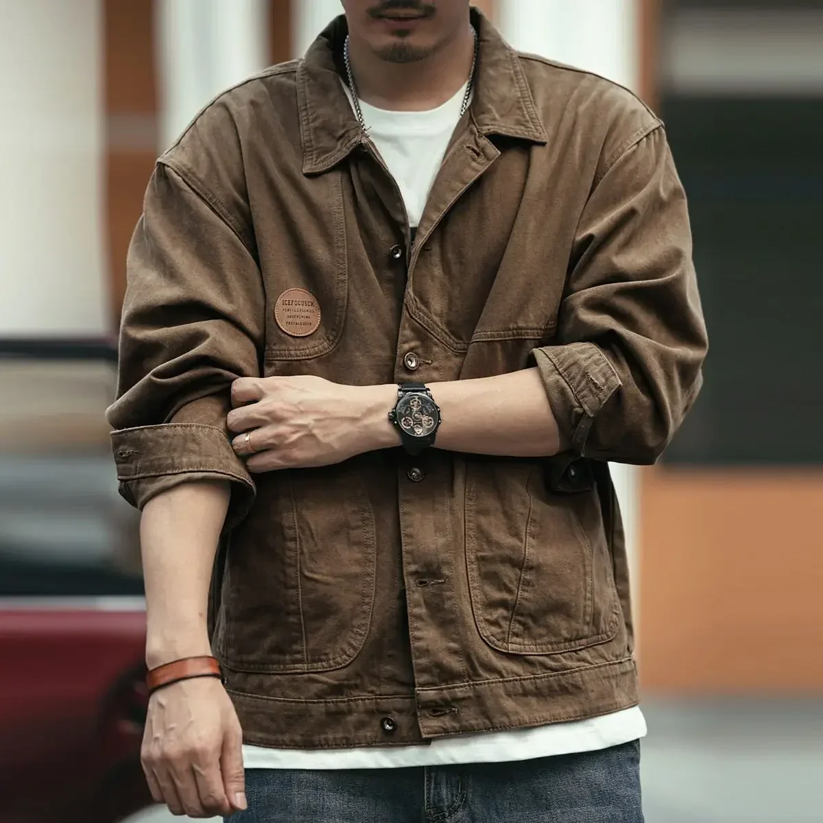 Button Jeans Coat Men Black Ca - đánh giá và giá Embroidery Jeans