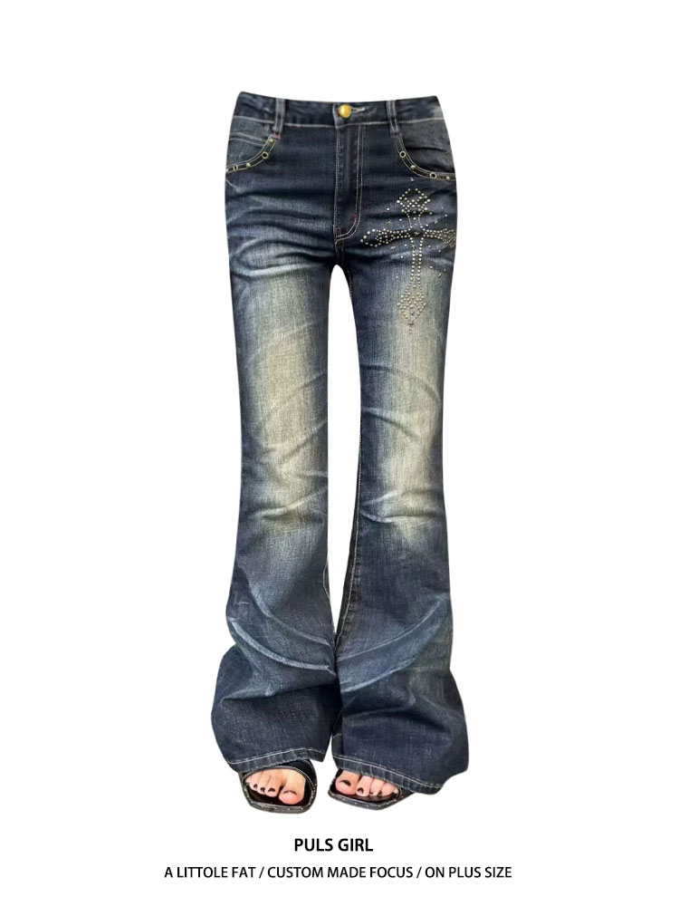 Retro American Large Size Deni - đánh giá và giá Embroidery Jeans