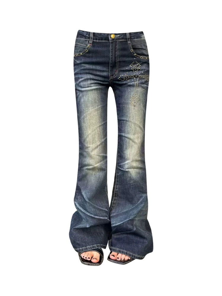 Retro American Large Size Deni - đánh giá và giá Embroidery Jeans