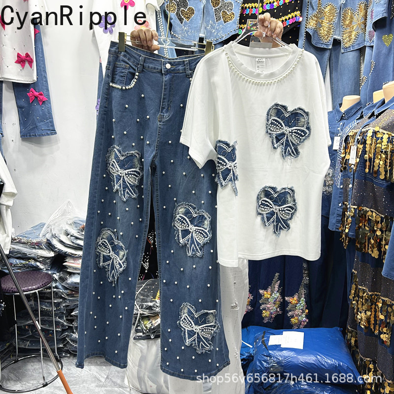 New Spring Summer Women Two-pi - đánh giá và giá Embroidery Jeans