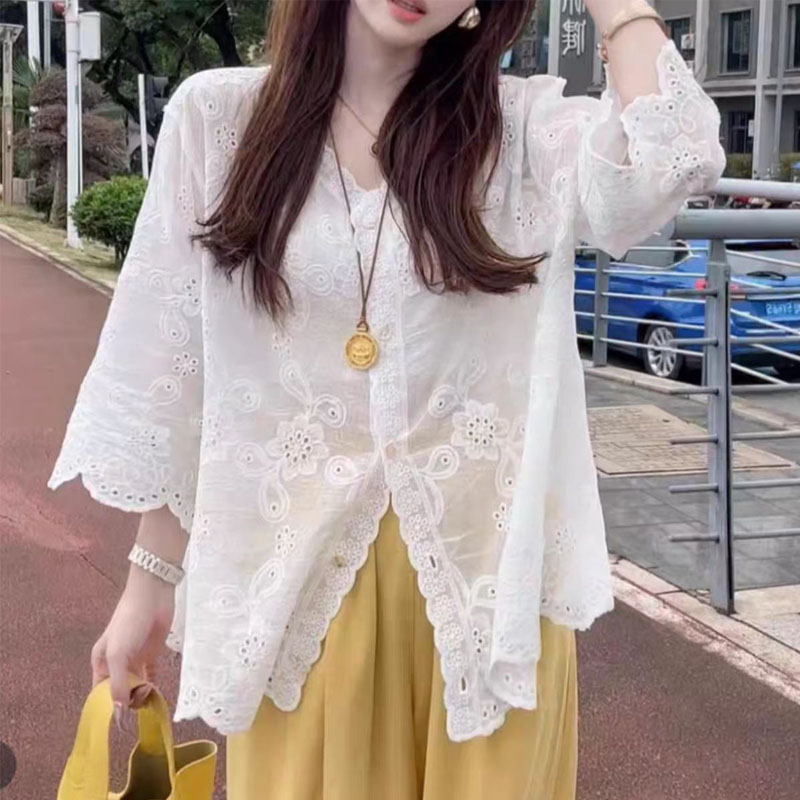 Spring Summer Women Tops V-nec - đánh giá và giá Embroidery Cardigan