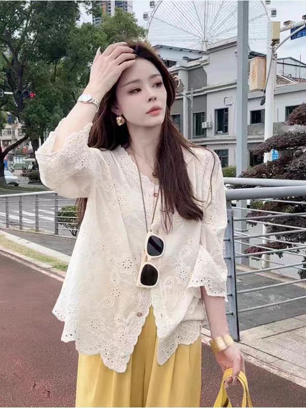 Spring Summer Women Tops V-nec - đánh giá và giá Embroidery Cardigan